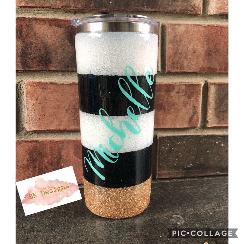 Kate Spade Inspired Skinny Tumbler Striped Tumbler Black & Etsy