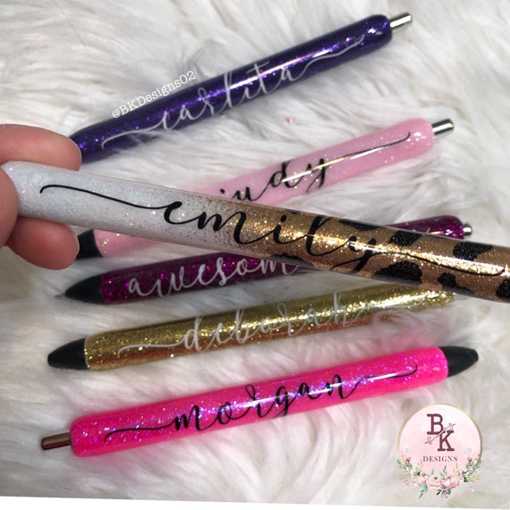 Personalized Glitter Gel Pen, Custom Epoxy Glitter Pen, Custom Gel Pen 