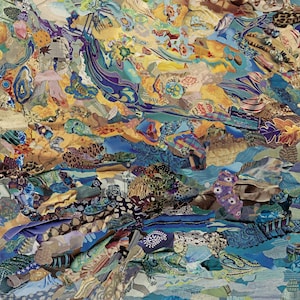 Giclee Print of Original Collage by Deco &quot;Too Far Out&quot; featuring poetry by Stevie Smith, Water from the Elements series, thought-provoking