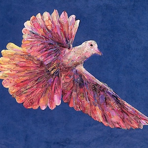 Giclée of Original Collage of the Holy Spirit Veni Sancte Spiritus by Deco, created entirely of Paper, evoking the Gifts of the Spirit