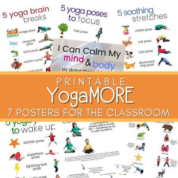 Yoga Poster Set for Preschool & Kindergarten Classroom