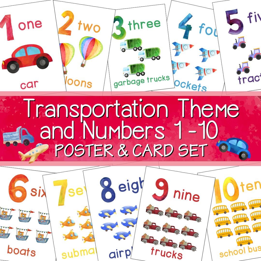 Transportation Theme Counting Posters and Cards/numbers 1 - 10 - Etsy