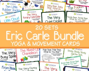 Eric Carle Inspired Yoga & Movement Pose Cards Bundle: 20 Sets for Early Learning Fun and Mindfulness