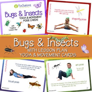 Bugs and Insects Yoga Pose Cards for Kids, Gross Motor Movement for Preschool & Kindergarten, Insect Themed SEL, Calm Corner Tool
