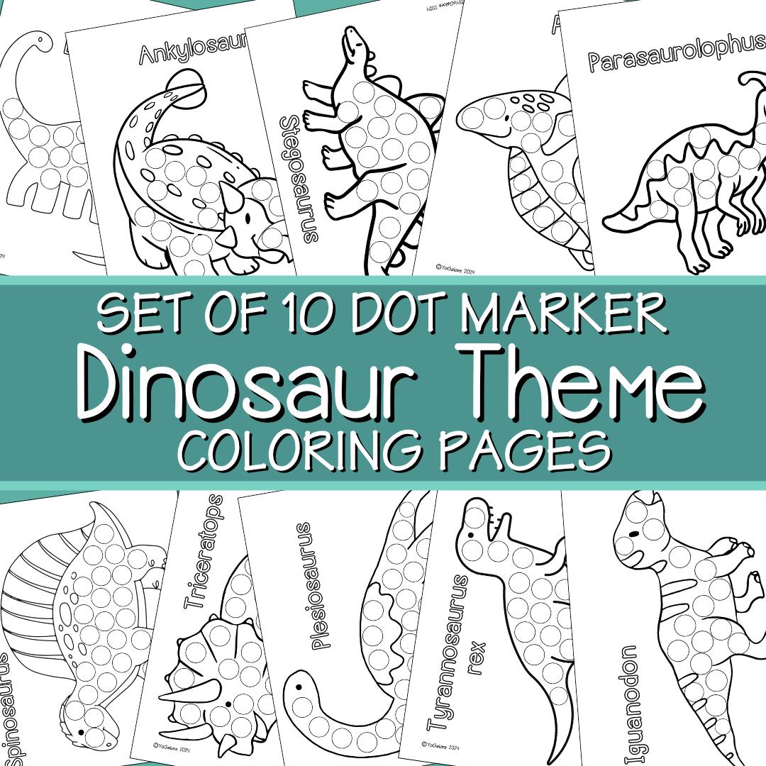 Printable Dinosaur Coloring Pages & Dot Marker Sheets | Preschool ...