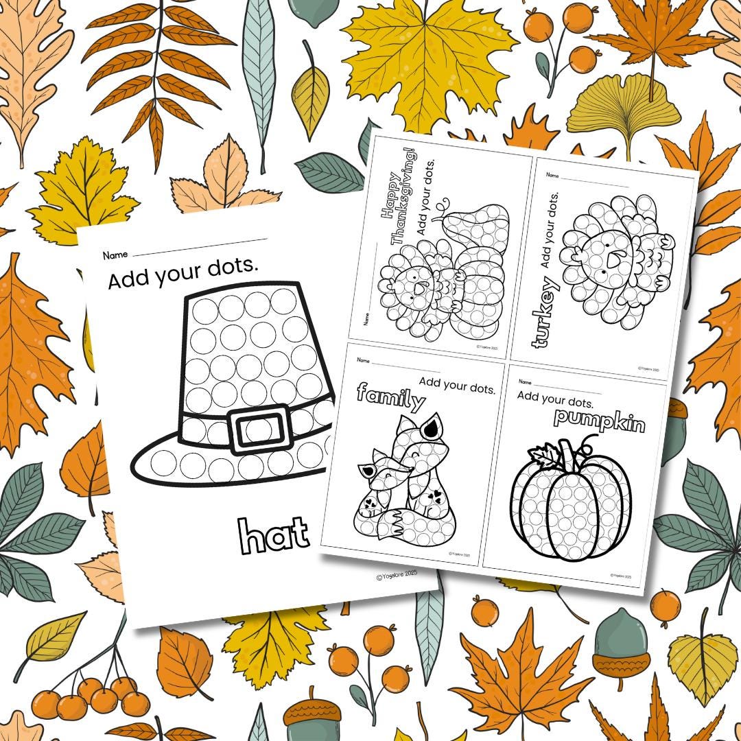 Printable Thanksgiving Coloring Pages & Dot Marker Sheets | Preschool ...