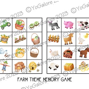 Farm Theme Yoga &amp; Movement Cards With Classic Memory Game - Etsy