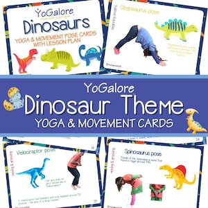 Dinosaurier Yoga Stundenplan: Dinosaurier Thema Yoga & Bewegung Pose Karten