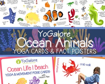 Ocean Animals: Yoga Pose Cards, Fact Posters and Cards for Preschool and Kindergarten