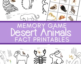 Desert Theme Activities: Set of 10 Fact Printables & Memory Game