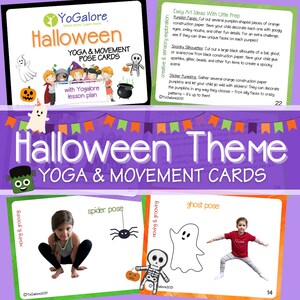 Halloween Theme Yoga & Movement Cards and Yogalore Lesson Plan for Preschoolers and Kindergarten