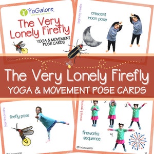 Les cartes de pose de yoga et de mouvement de la luciole très solitaire