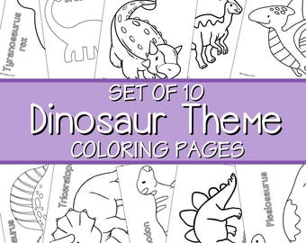 Printable Dinosaur Coloring Pages | 10 Preschool Coloring Sheets | Instant Download
