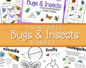 Bug & Insect Theme Bundle: Yoga/Movement Cards, Printables, Memory Game and Fact Posters