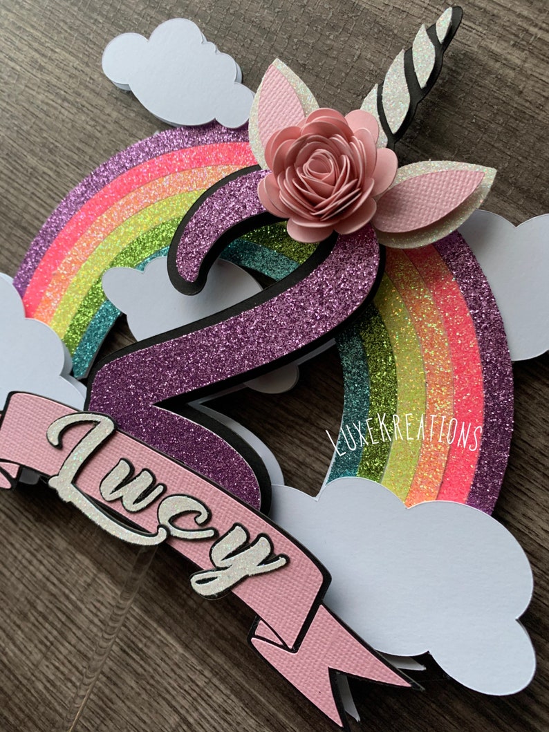 Unicorn cake topper rainbow cake topper unicorn party | Etsy