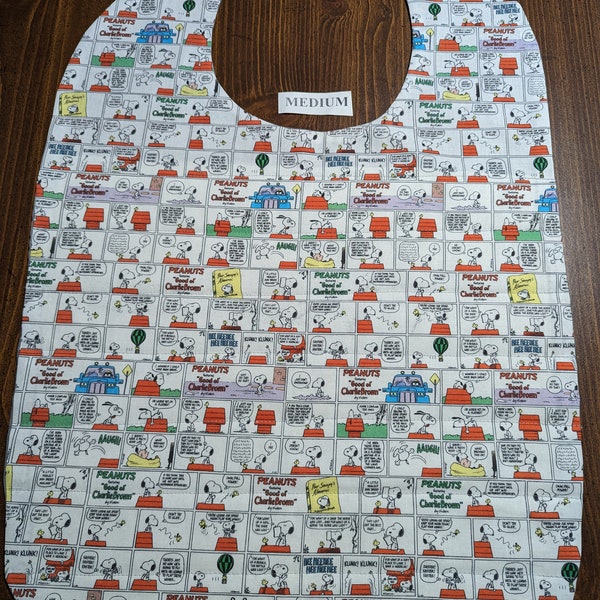 Adult and Older Children Clothing Protectors / Bibs Reversible Medium sized-  Peanuts Comic Strips