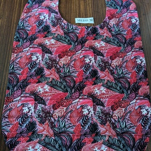 Adult and Older Children Clothing Protectors / Bibs Reversible Medium size -  Red Jungle Leaves