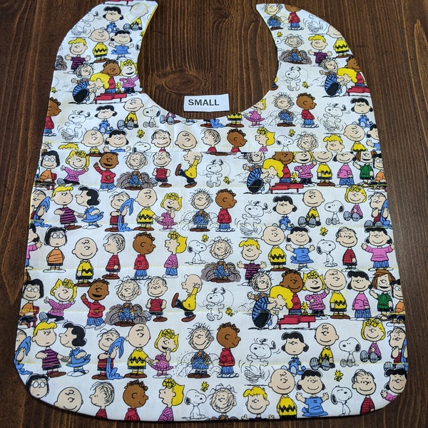 Adult and Older Children Clothing Protectors / Bibs Reversible Small sized-  Peanuts and The Gang!