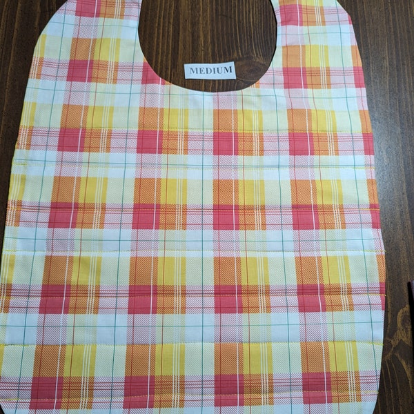 Adult and Older Children Clothing Protectors / Bibs Reversible Medium sized-  Sunny Summer Plaid