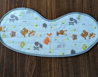 Quilted Wrap Around Baby Bib and Burp Cloth In One- Furry Forest Friends