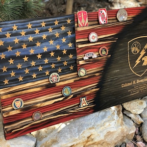 Split Flag - Rustic American Flag Challenge Coin Holder