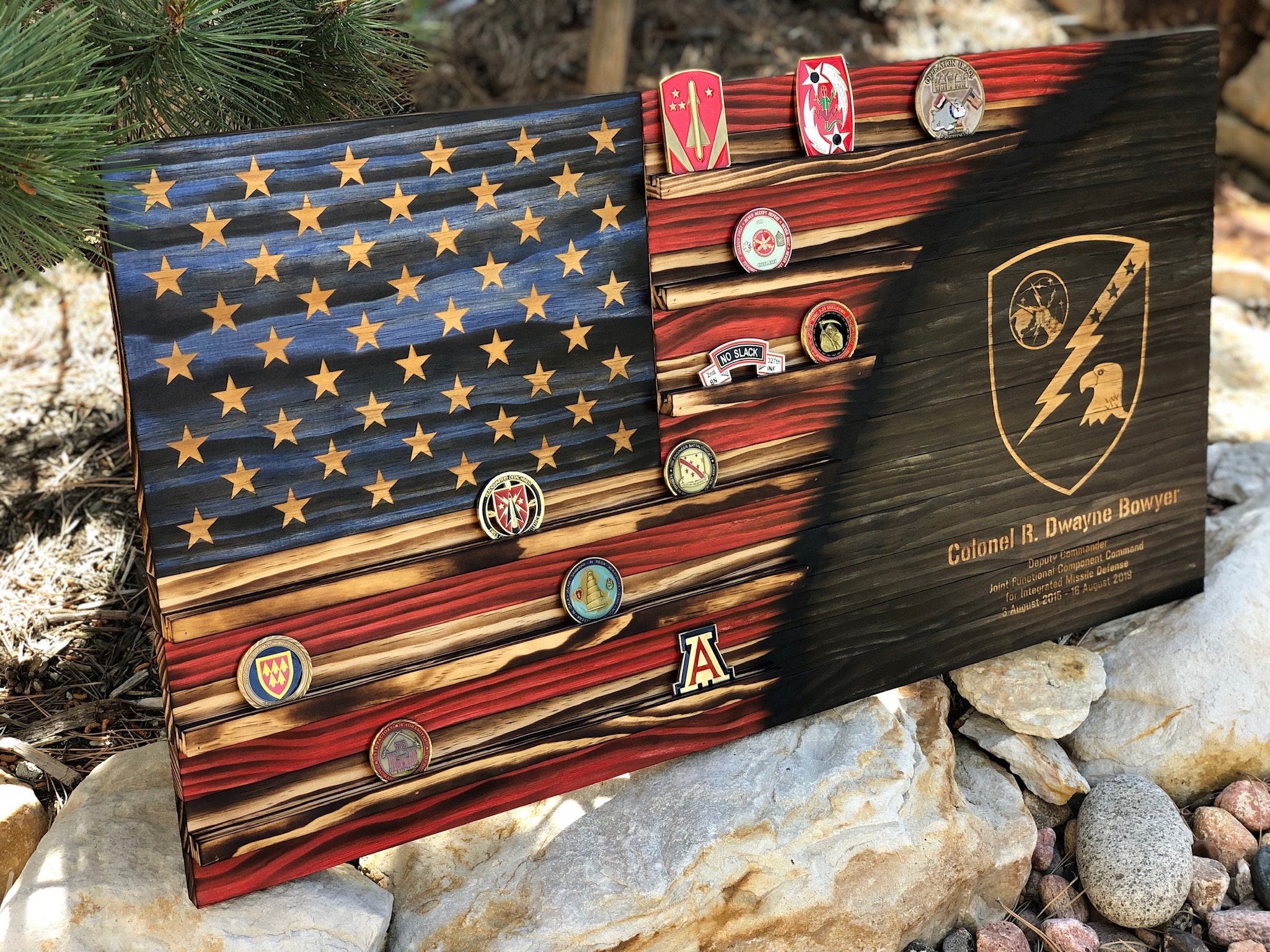 Split Flag - Rustic American Flag Challenge Coin Holder - Etsy