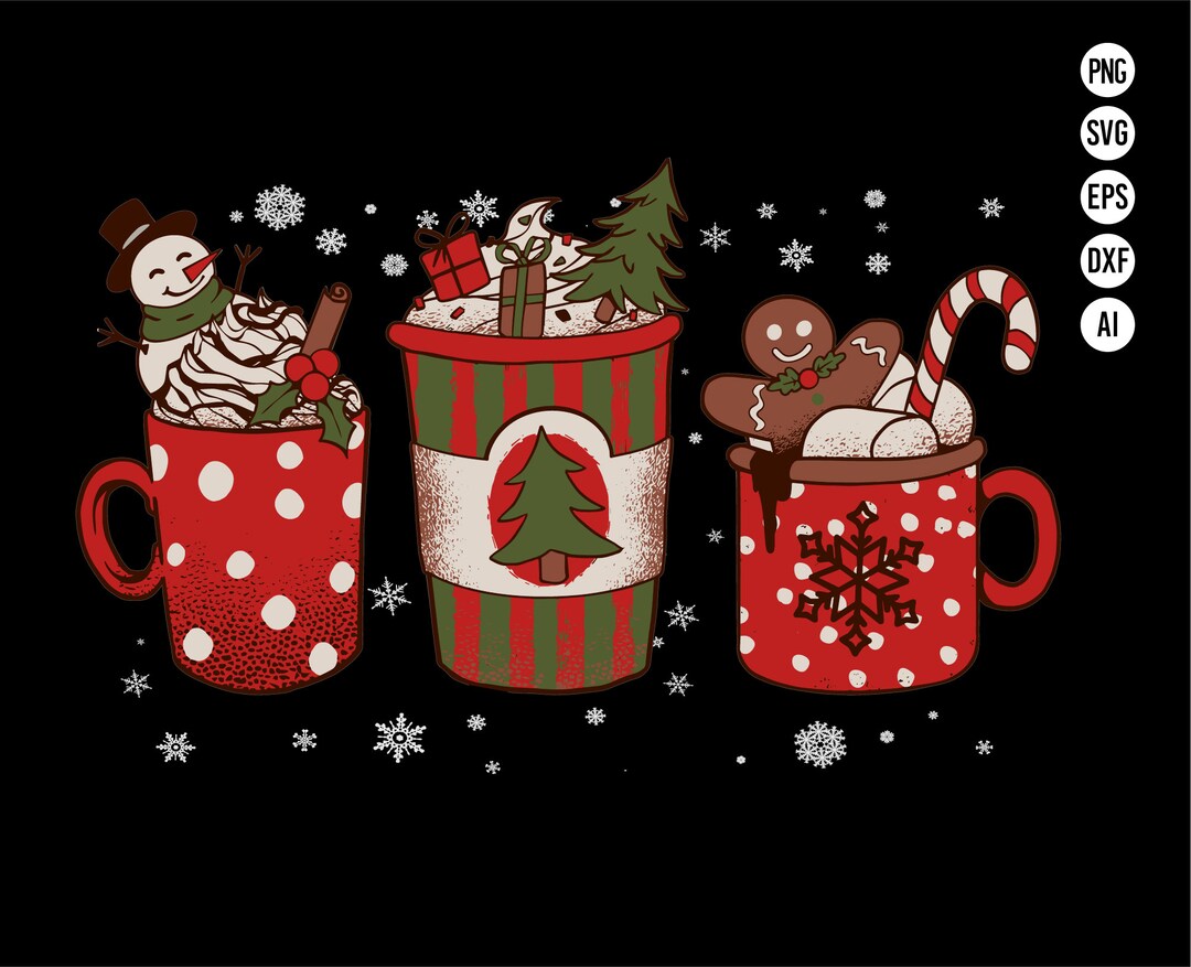 Christmas Coffee Cup SVG Sublimation Design Download Merry Etsy