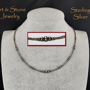 Dainty Southwestern Oxidized Sterling Silver Navajo Style Pearls Choker "Star Light"