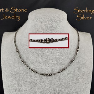 Dainty Southwestern Oxidized Sterling Silver Navajo Style Pearls Choker &quot;Star Light&quot;