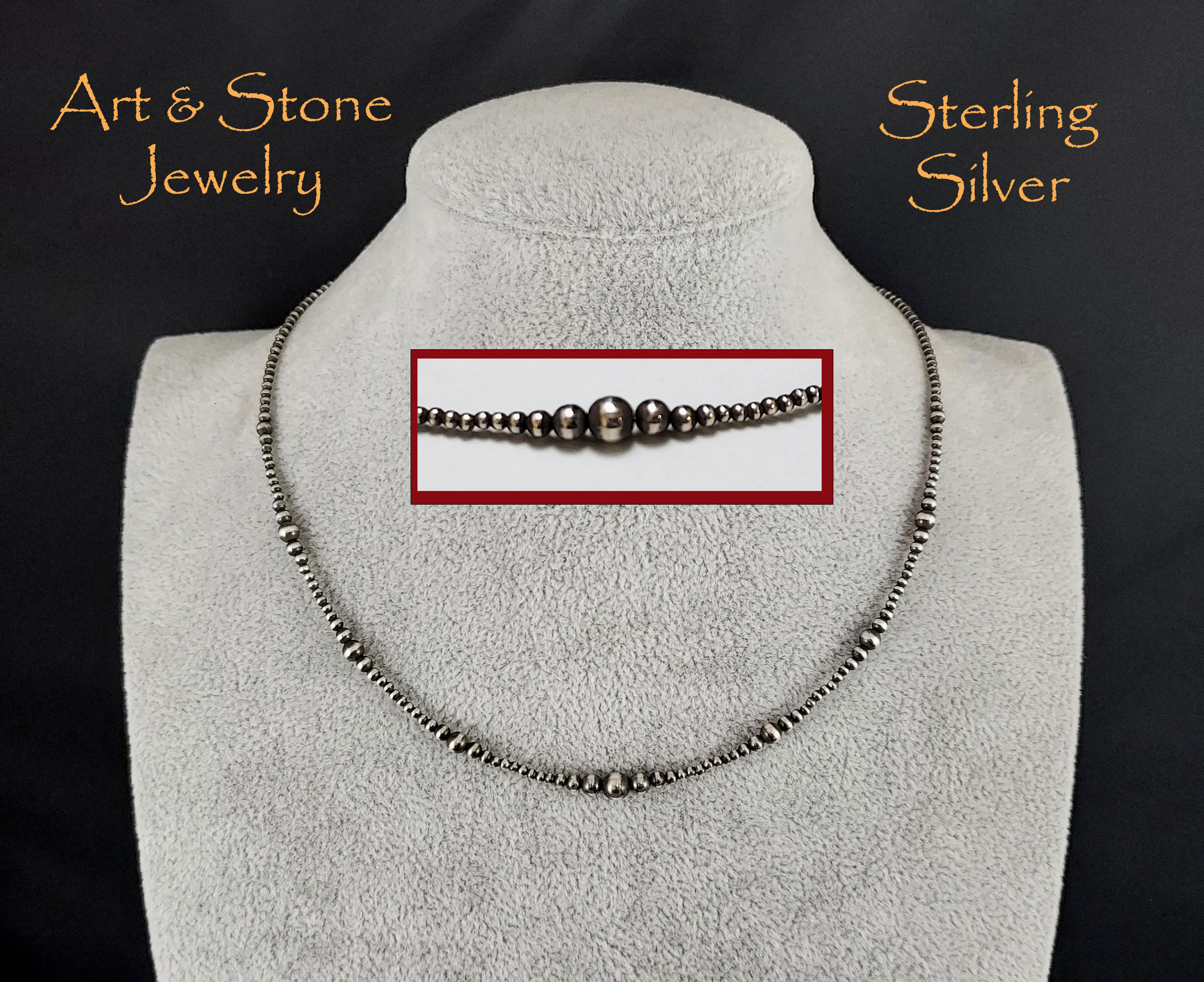 Dainty Southwestern Oxidized Sterling Silver Navajo Style Pearls Choker "Star Light"