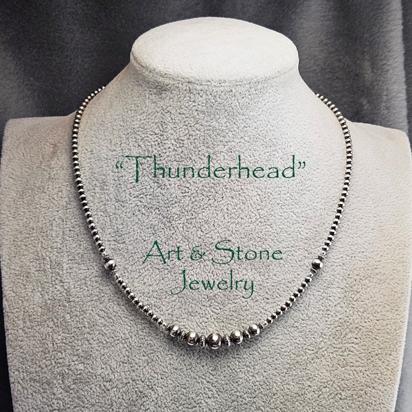 Southwestern Oxidized Sterling Silver Necklace, "Thunderhead"