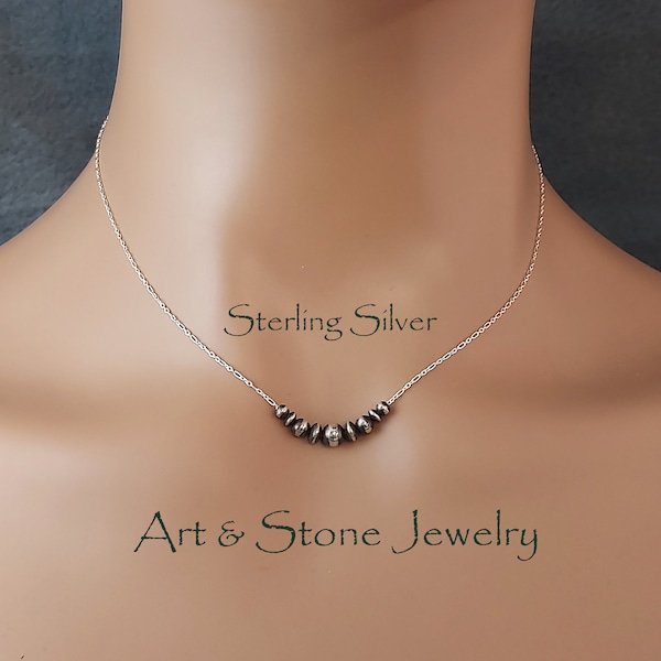 Dainty Southwestern Oxidized Sterling Silver Necklace "White Cliffs"