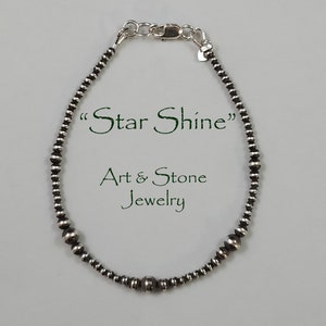Southwestern Hand Oxidized Raw Sterling Silver, Hand finished Bracelet &quot;Star Shine&quot;
