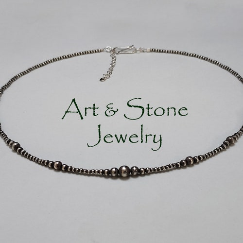 Dainty Southwestern outlet Oxidized Sterling Silver Navajo Style Pearls Choker 