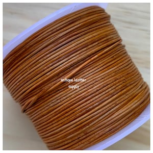 0.5mm leather cord premium quality round leather antique light brown supple .5 mm thin string R205