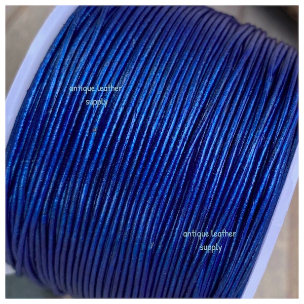 0.5mm premium quality round leather metallic blue leather .5 mm thin leather Jewelry string R173