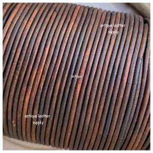 2mm genuine premium leather round cord vintage brown leather antique brown thick cord R208