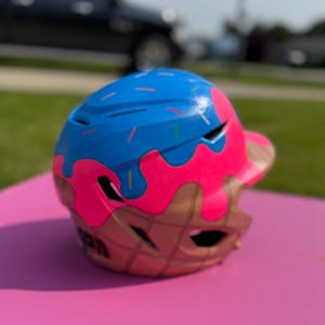Custom Painted - IceCream Drip Baseball/Softball Helmets