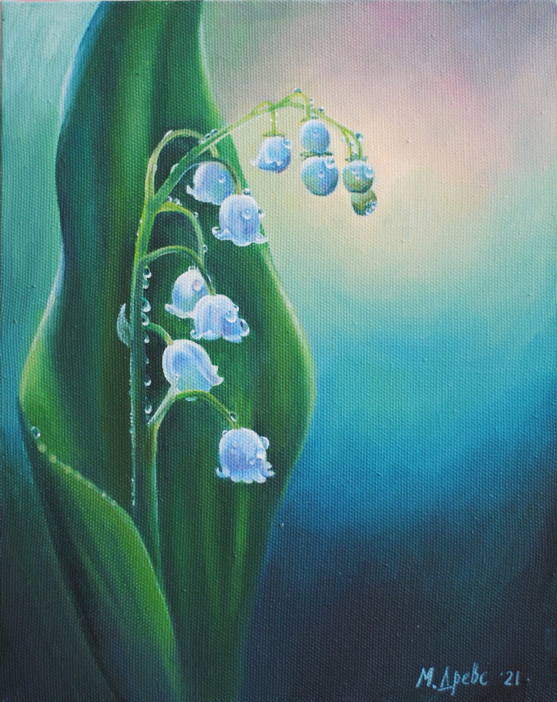 Original Oil Painting Lily of the Valley Gift for Mom Etsy