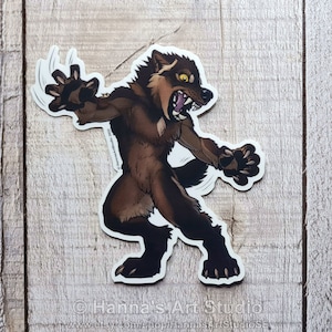 Un petit coup sec - Sticker vinyle || Loup-garou mignon, Weewoof, Loup noir, Halloween, En colère