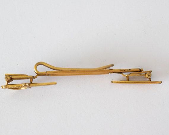 1950's Pioneer Gold Tone Tie Bar / Clasp with Swo… - image 4