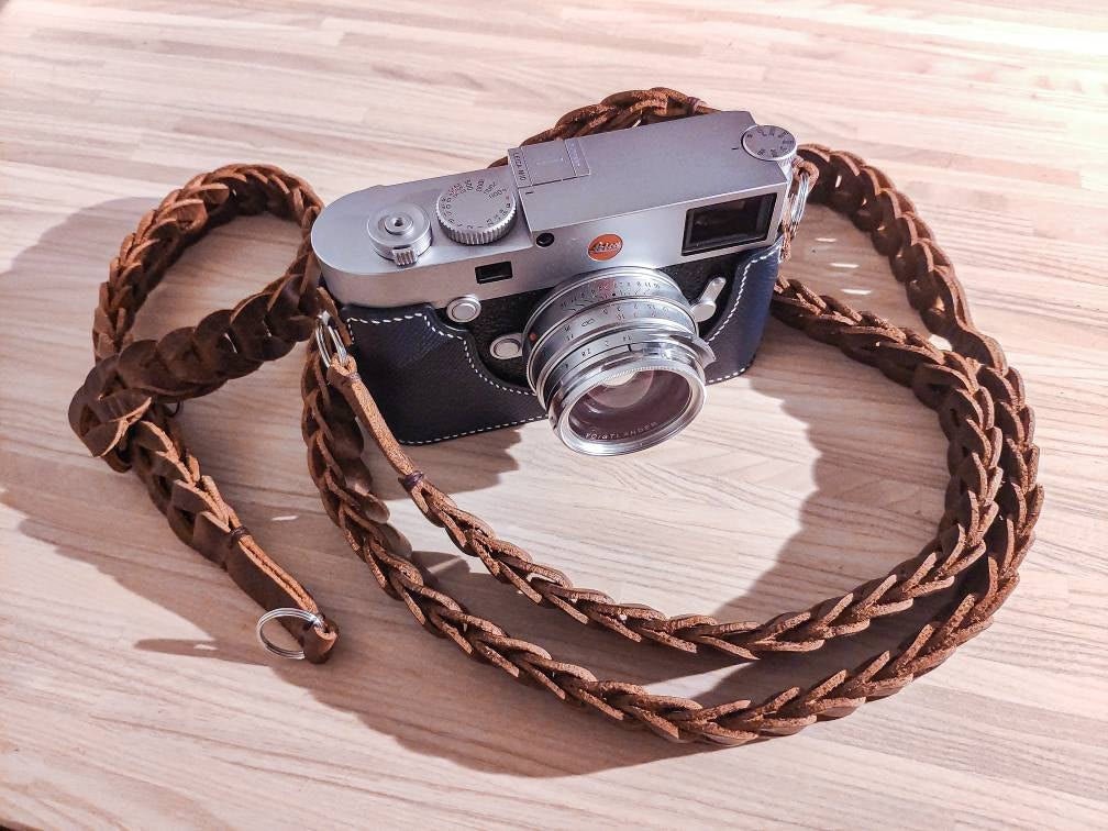 Cinturino Per Fotocamera In Vera Pelle Marrone - Accessori - Foto 10