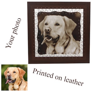 Real leather Photograph UV printed on Leather, your photo portrait on leather, Pet Portrait, Pet Portraits, Cat Portrait, Dog Portrait