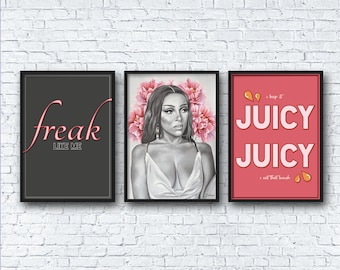 ZESTAW DOJA CAT | A4 | Wydruk artystyczny | Wydruk z cytatem | Sztuka ścienna do domu/salonu/biura | Dekoracje ścienne | Sztuka muzyczna | Obraz