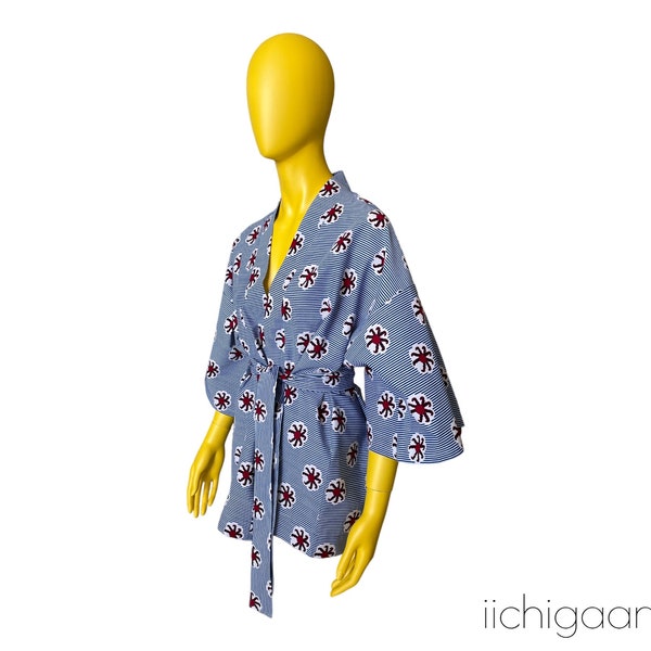 Kimono en tissu africain pur coton éthique et ethnique, veste paréo en coton imprimé