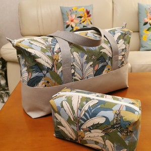 Cotton and canvas travel bag large weekend bag handmade bag sports bag gift idea cabin bag travel bag diaper bag duffle bag