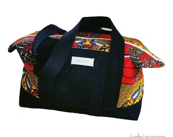African fabric travel bag, weekend bag, wax fabric travel bag, changing bag, cabin bag, wax sports bag, ethical bag