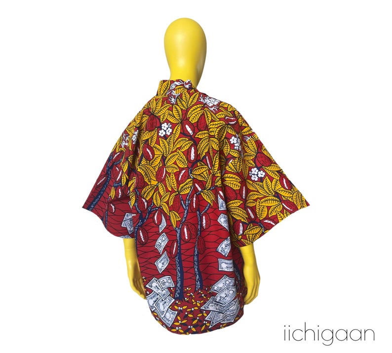Veste légère, kimono en tissu africain pur coton, manteau léger africain, veste kimono en coton, cardigan en tissu wax africain, veste pareo image 5