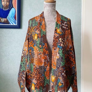 Lightweight caftan kimono coat in printed cotton kimono jacket in cotton summer cardigan jacket kimono boho vest cotton kimono vest