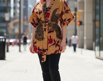 African print kimono jacket, ethnic and ethical, made from peacock wax print / African print kimono jacket, slow fashion ethnic & ethical